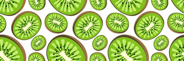 Juicy seamless pattern with kiwi slices. For summer backgrounds, food packaging, fabric prints vector