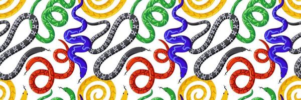 Colorful patterns of snakes and spirals vector