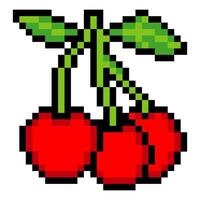 Cherry fruit in pixel art isolated on white background vector