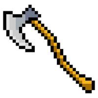 Viking axe weapon in pixel art style vector