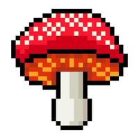 Amanita mushroom with pixel art isolated on white background vector