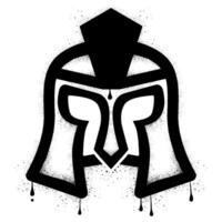 Medieval warrior helmet with black spray paint graffiti vector