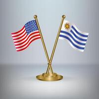USA and Uruguay table flag relation, with gradient background vector
