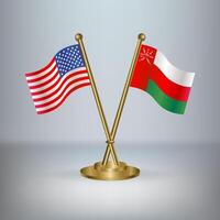 USA and Oman table flag relation, with gradient background vector