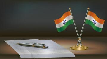 India table flag on a dark gradient color background table. Illustration vector