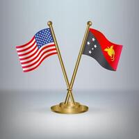 USA and Papua New Guinea table flag relation, with gradient background vector