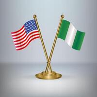 USA and Nigeria table flag relation, with gradient background vector