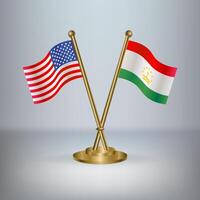 USA and Tajikistan table flag relation, with gradient background vector