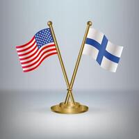 USA and Finland table flag relation, with gradient background vector