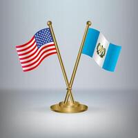 USA and Guatemala table flag relation, with gradient background vector