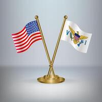 USA and Us Virgin Islands table flag relation, with gradient background vector