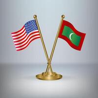 USA and Maldives table flag relation, with gradient background vector