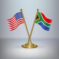 USA and South Africa table flag relation, with gradient background vector
