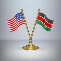 USA and Kenya table flag relation, with gradient background vector