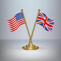 USA and United Kingdom table flag relation, with gradient background vector