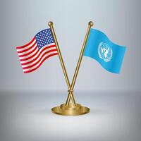 USA and United Nations table flag relation, with gradient background vector