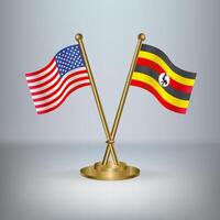 USA and Uganda table flag relation, with gradient background vector