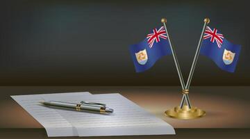 Anguilla table flag on a dark gradient color background table. Illustration vector