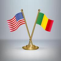 USA and Mali table flag relation, with gradient background vector