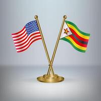 USA and Zimbabwe table flag relation, with gradient background vector