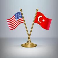 USA and Turkey table flag relation, with gradient background vector