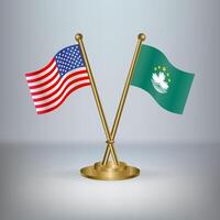 USA and Macao table flag relation, with gradient background vector