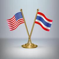USA and Thailand table flag relation, with gradient background vector
