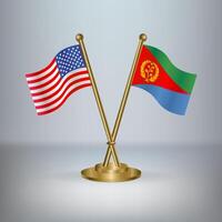 USA and Eritrea table flag relation, with gradient background vector