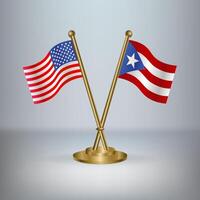 USA and Puerto Rico table flag relation, with gradient background vector