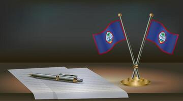 Guam table flag on a dark gradient color background table. Illustration vector