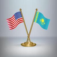 USA and Kazakhstan table flag relation, with gradient background vector