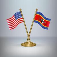 USA and Swaziland table flag relation, with gradient background vector