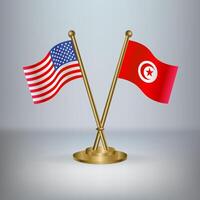 USA and Tunisia table flag relation, with gradient background vector