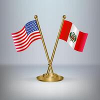 USA and Peru table flag relation, with gradient background vector