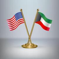 USA and Kuwait table flag relation, with gradient background vector