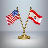 USA and French Polynesia table flag relation, with gradient background vector