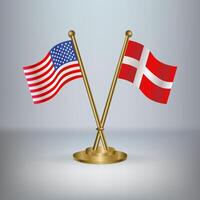 USA and Denmark table flag relation, with gradient background vector