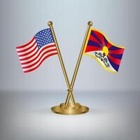 USA and Tibet table flag relation, with gradient background vector