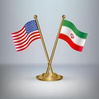 USA and Iran table flag relation, with gradient background vector