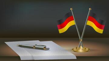 Germany table flag on a dark gradient color background table. Illustration vector