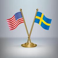 USA and Sweden table flag relation, with gradient background vector