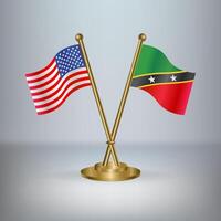 USA and ST. Kitts Nevis table flag relation, with gradient background vector