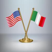 USA and Italy table flag relation, with gradient background vector