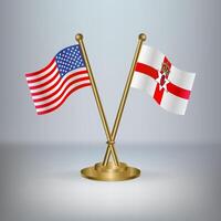 USA and Northern Ireland table flag relation, with gradient background vector
