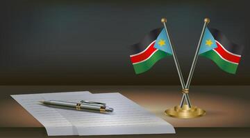 Republic of North Sudan table flag on a dark gradient color background table. Illustration vector