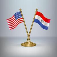 USA and Paraguay table flag relation, with gradient background vector