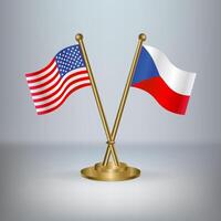USA and Czech Republic table flag relation, with gradient background vector