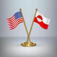 USA and Greenland table flag relation, with gradient background vector