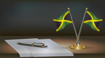 Jamaica table flag on a dark gradient color background table. Illustration vector