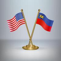 USA and Liechtenstein table flag relation, with gradient background vector